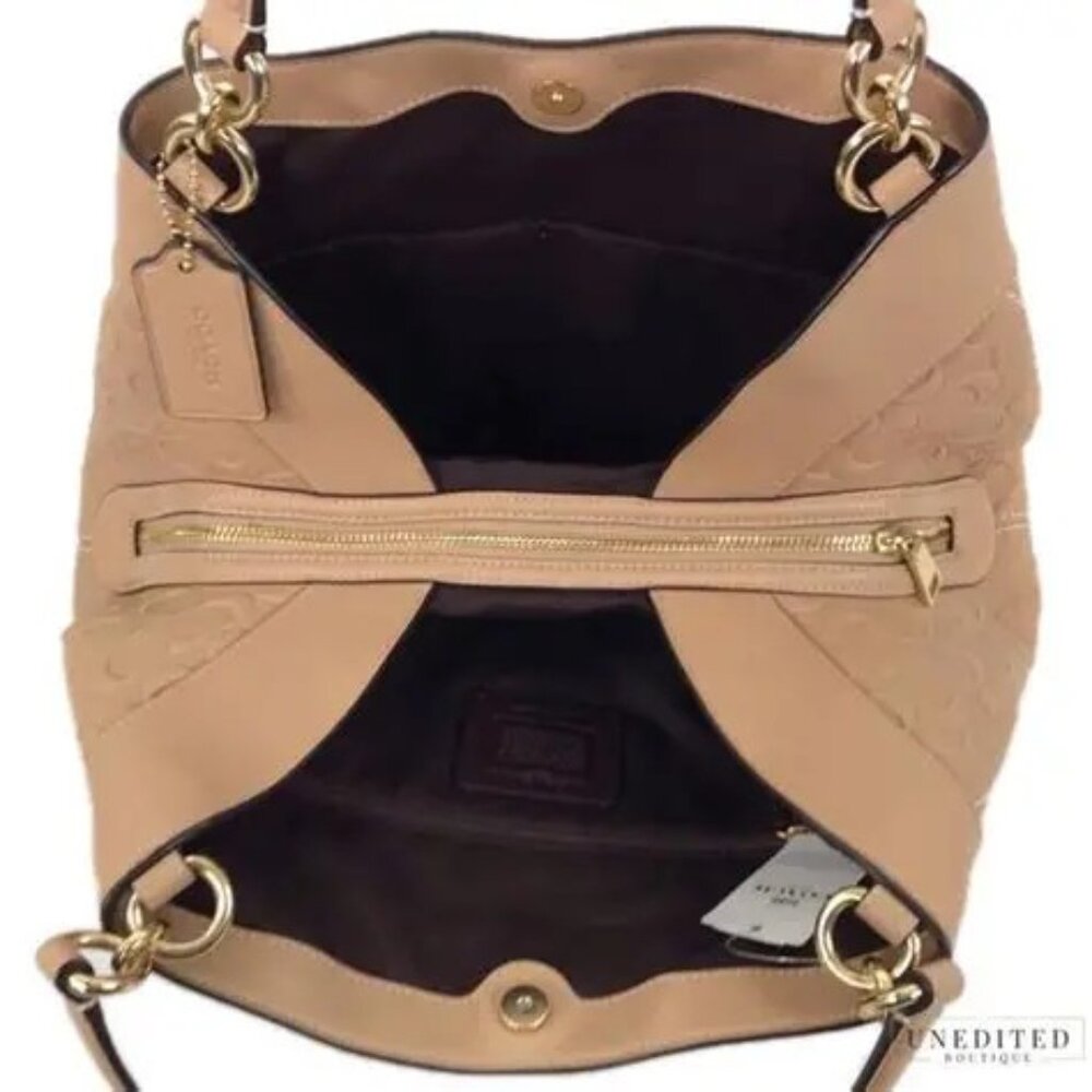 Euc Coach Tan Embossed Signature C's Shoulder Bag Purse - Picture 15 of 17